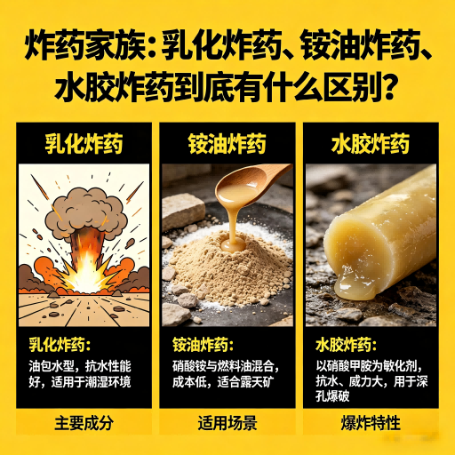 洛阳炸药家族：乳化炸药、铵油炸药、水胶炸药到底有什么区别？